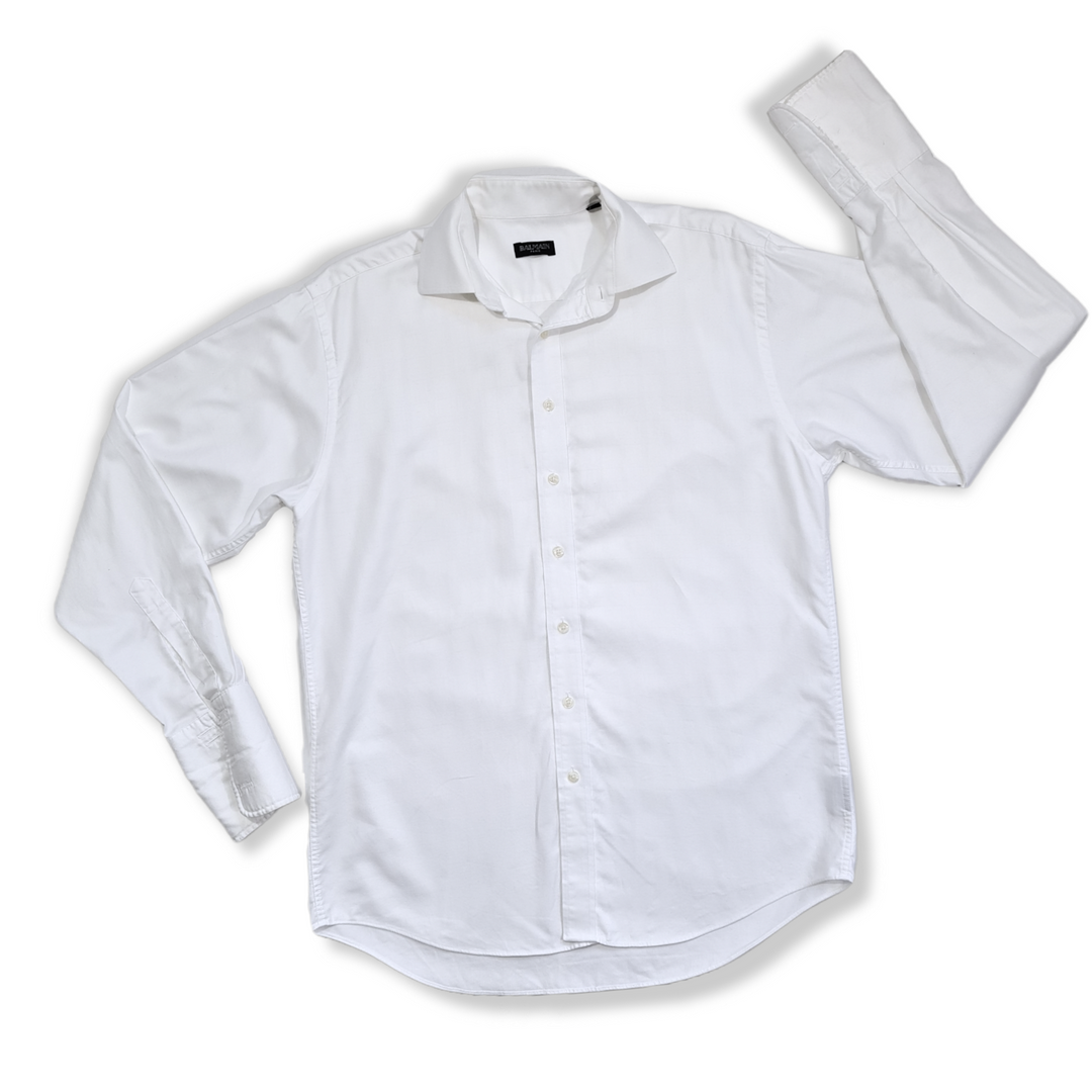 BALMAIN PARIS : WHITE BUTTON UP SHIRT : SIZE 16/41