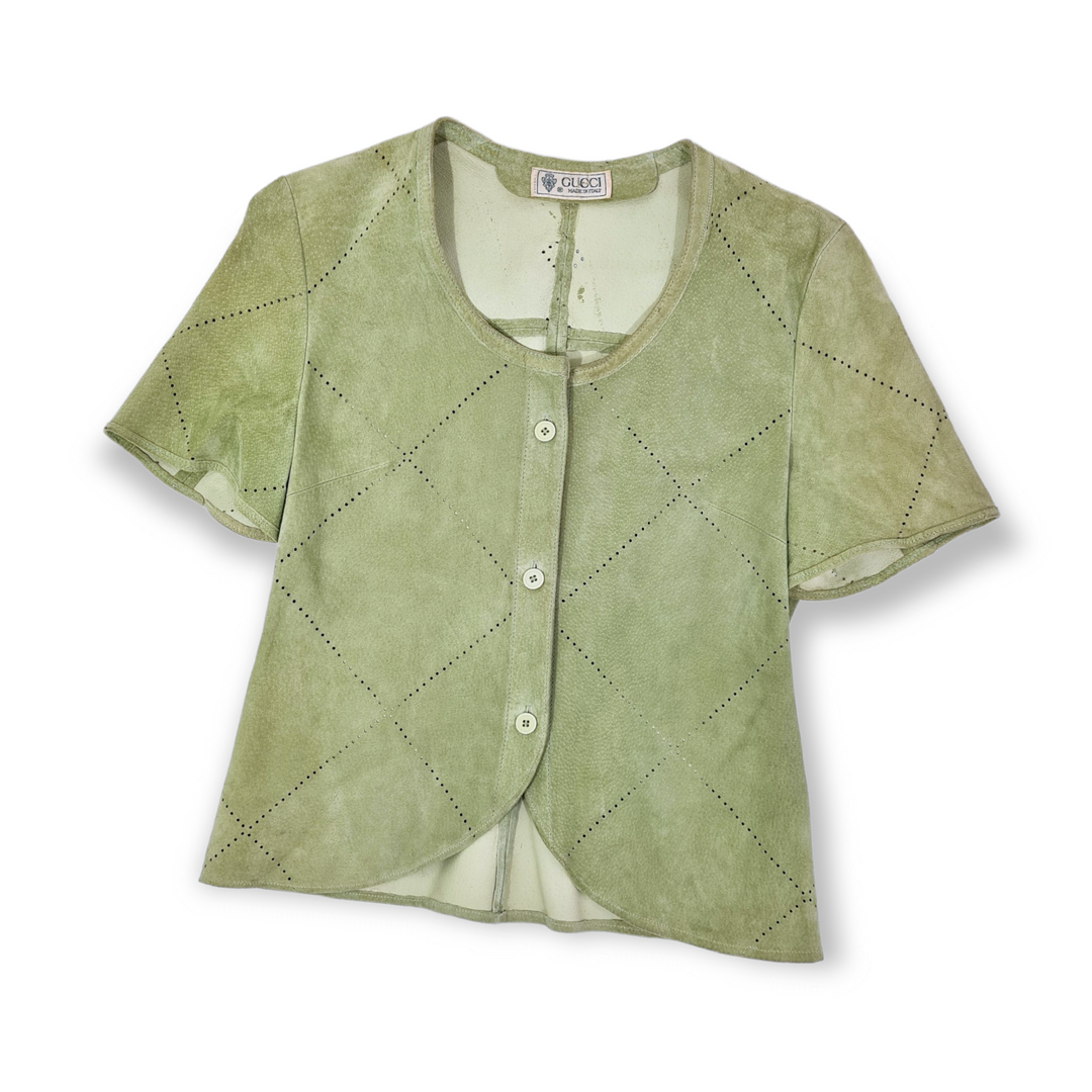 GUCCI : VINTAGE LEATHER BLOUSE / TOP : SIZE S