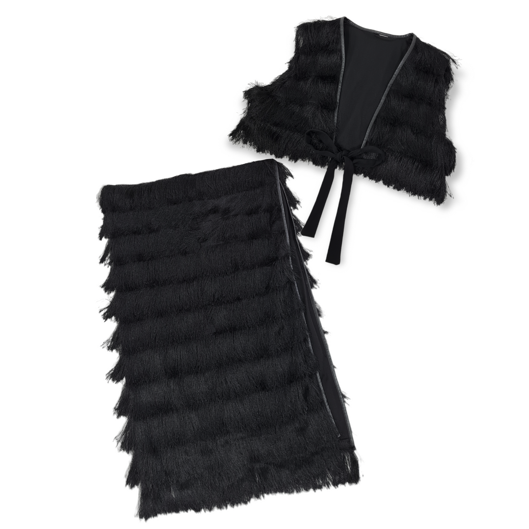 VINTAGE : FRINGE FLAPPER 2 PIECE SET : ONE SIZE