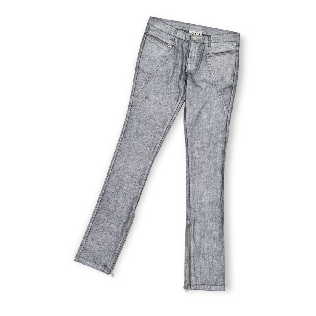 KAREN BY SIMONSEN : SHINY SILVER DENIM PANTS : SIZE M / 38