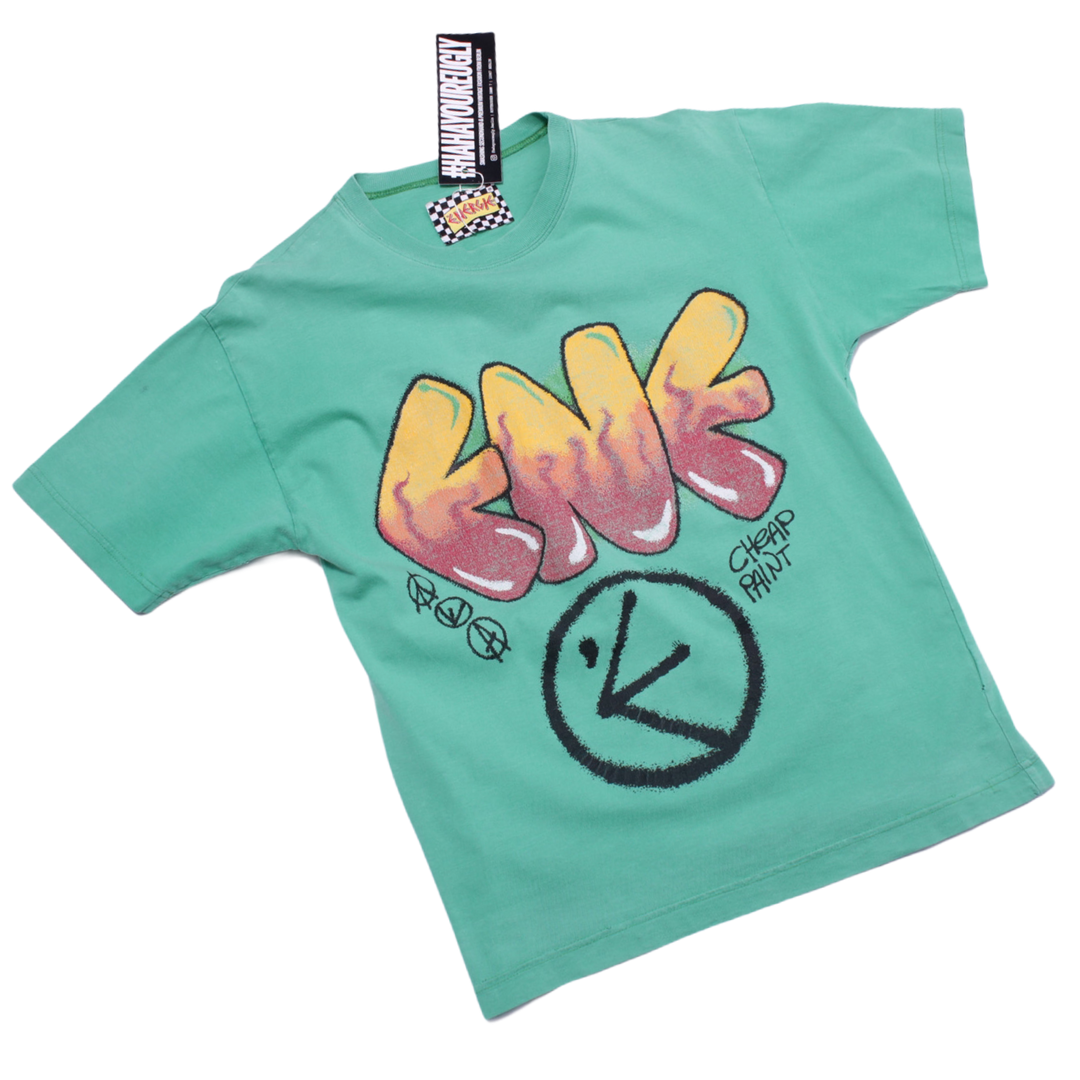 ENERGIE: Green Graffiti Print T-Shirt: XS
