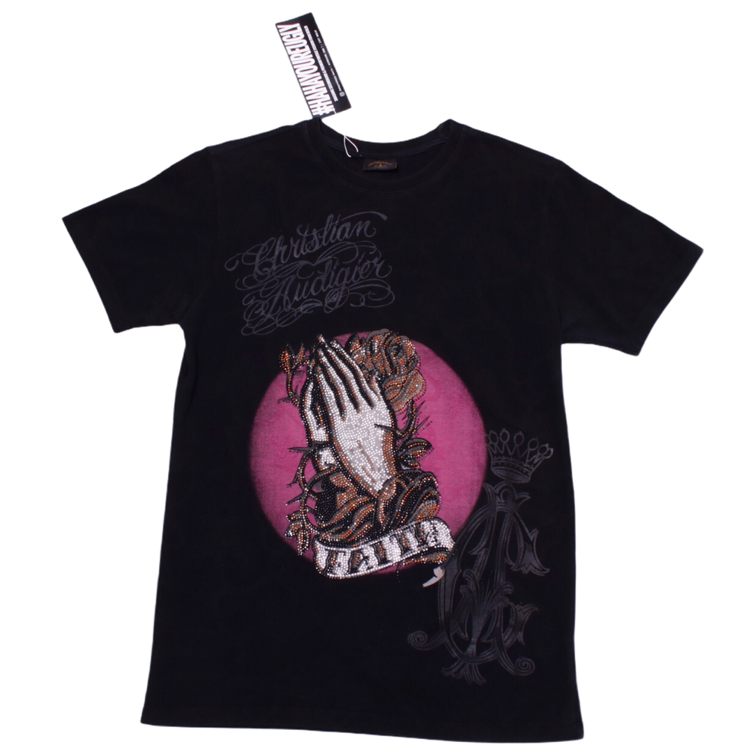 CHRISTIAN AUDIGIER: Rhinestone Faith T-Shirt: L